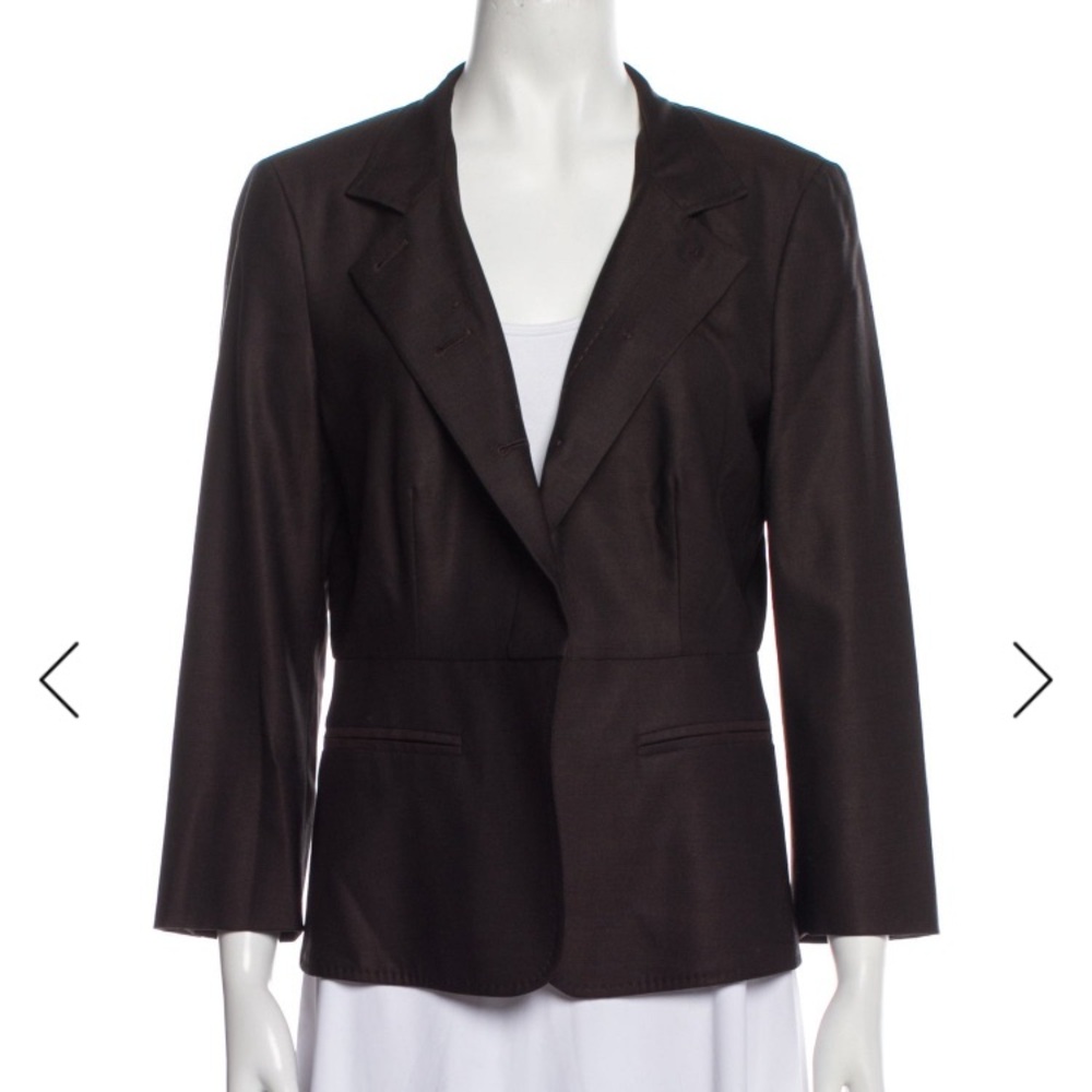 Vintage Max Mara chocolate brown virgin wool blazer